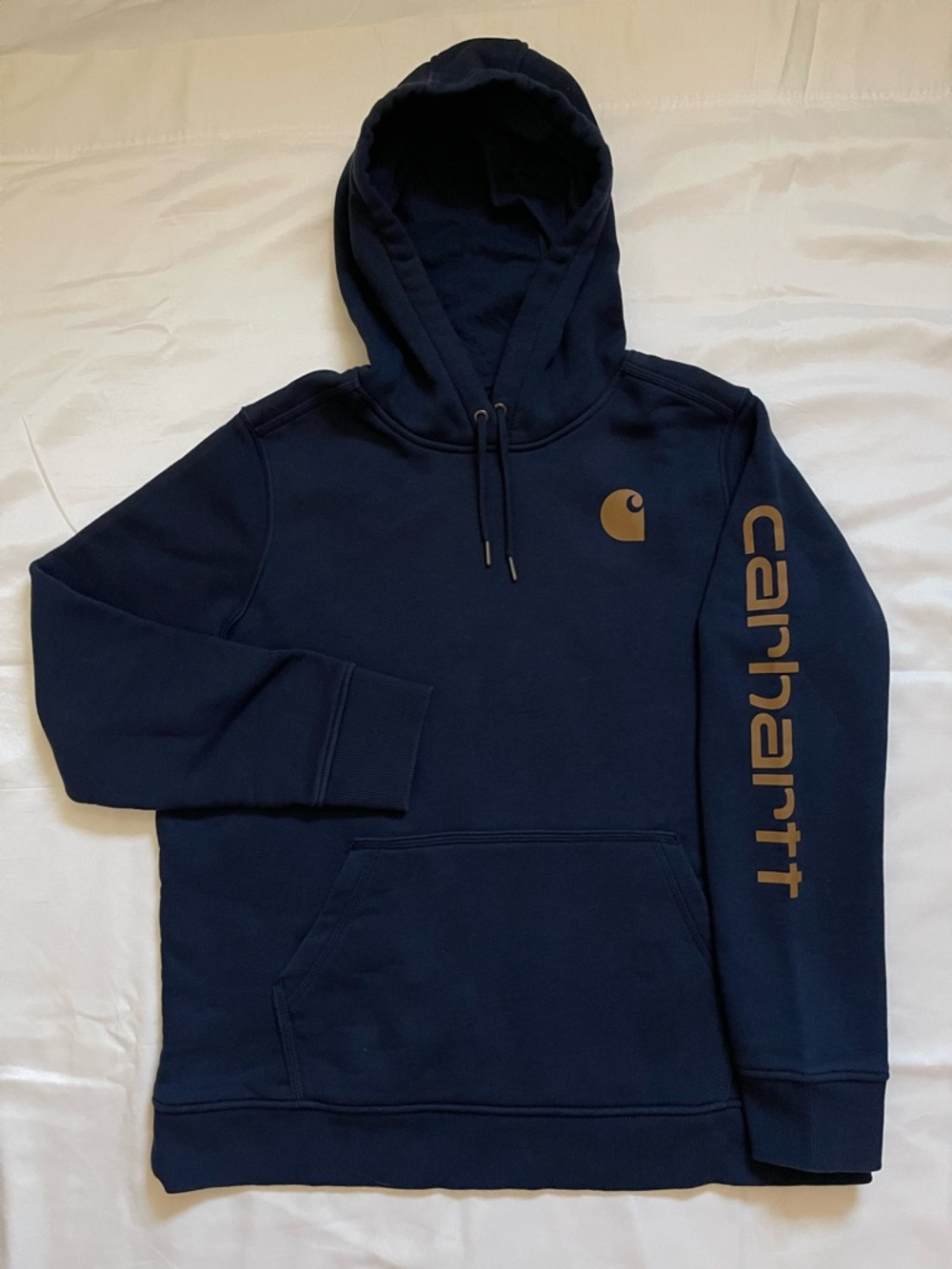 Carhartt Navy Pullover Hoodie with Gold Script